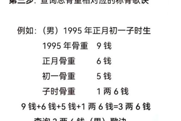 称骨算命男版加注解